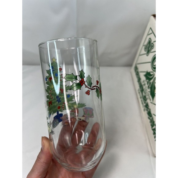 Luminarc Christmas Tree Drinking Glasses VINTAGE holiday tumblers Set of 12 NOS - Picture 6 of 9